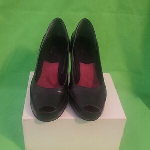 Elegant Black Peep-Toe Heels